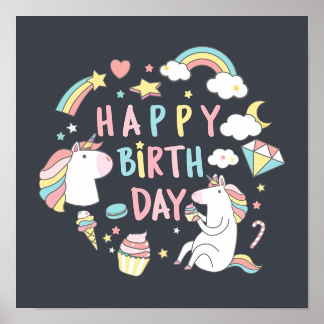 Unicorn Birthday Poster (Vorne)