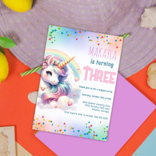 Unicorn Birthday Rainbow kids Party Anpassbar Einladung