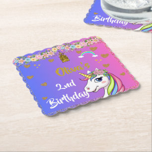 Unicorn Birthday   Rainbow Unicorn-Party Untersetzer