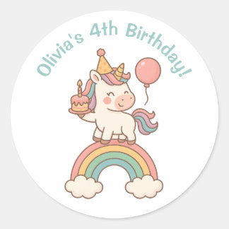Unicorn Birthday Runder Aufkleber