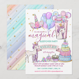 Unicorn Birthday Slumber Party Einladung
