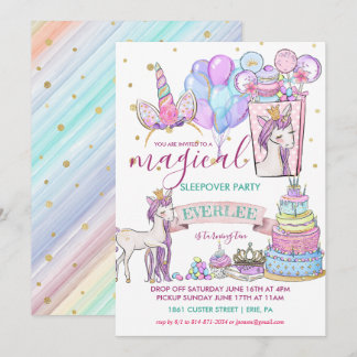 Unicorn Birthday Slumber Party Einladung