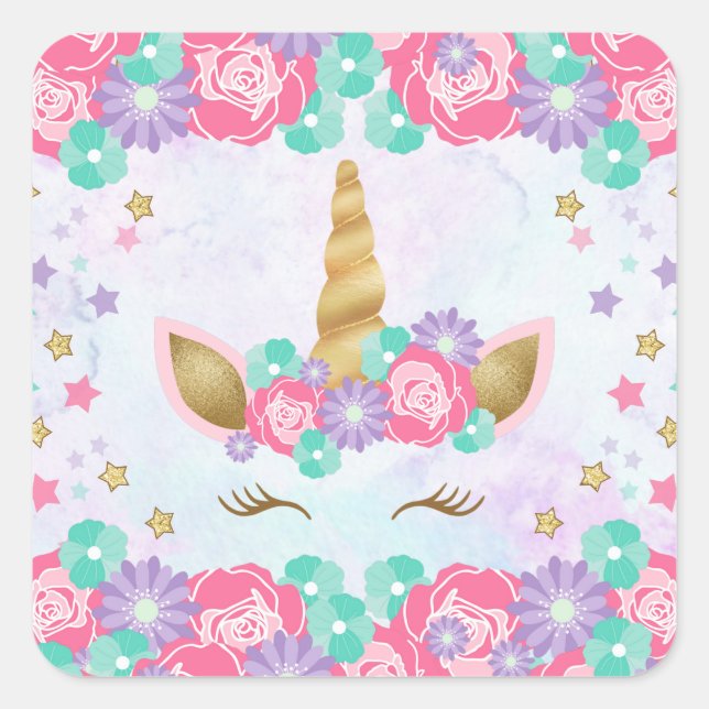 Unicorn Birthday Umschlag Aufkleber (Vorderseite)