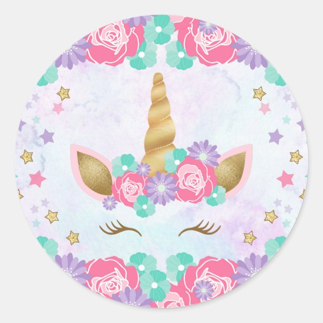 Unicorn Birthday Umschlag Aufkleber (Vorderseite)