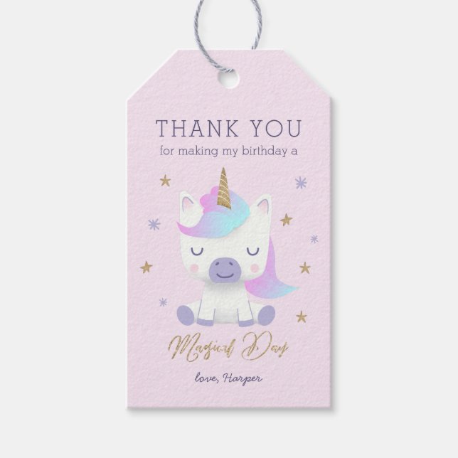 Unicorn Birthday Vielen Dank Geschenkanhänger (Vorderseite)