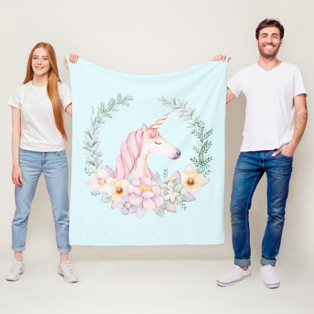 Unicorn Blanket Floral Wasserfarbe Einhorn Decken (Beispiel)