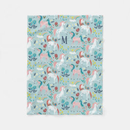 Unicorn blaue Regenbogenmädchen im Großformat Fleecedecke