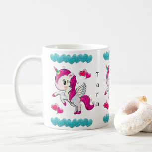 Unicorn Bleu Coeurs Mug