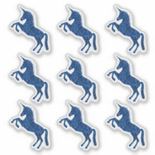 Unicorn Blue Glitzer Effect Stickers Aufkleber