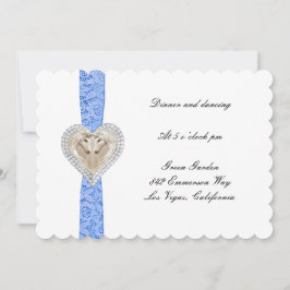 Unicorn Blue Lace Wedding Reception Card Einladung