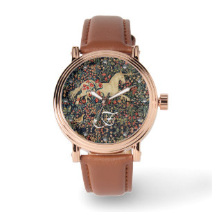 UNICORN, BLUME, WALDBESTIERE, Floral Monogramm Armbanduhr
