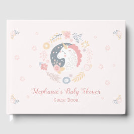 Unicorn Blush Florals Babydusche Personalisiert Gästebuch