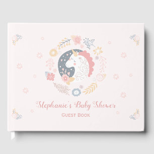 Unicorn Blush Florals Babydusche Personalisiert Gästebuch