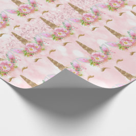 Unicorn Blush Glitzer Rosa Blütendruckerin Geschenkpapier