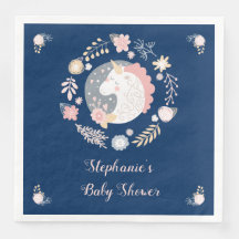 Unicorn Blush & Navy Baby Dusche Personalisiert