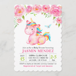 Unicorn Blütenpinke Mädchen Kinderdusche Sprinkle Einladung