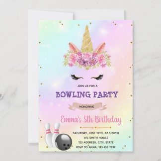 Unicorn Bowling Party Einladung