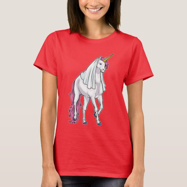 Unicorn Bride Veil Wedding T-Shirt (Vorderseite)
