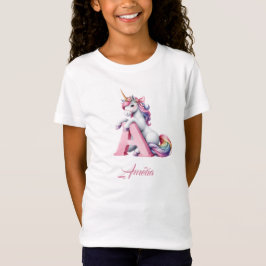 Unicorn-Brief Ein monogramm erster magischer Tag T-Shirt
