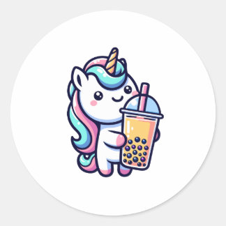 unicorn bubble tea lover runder aufkleber
