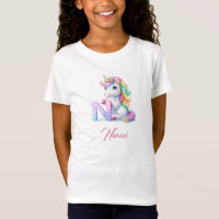 Unicorn Buchstabe N Monogramm erster magischer Tag