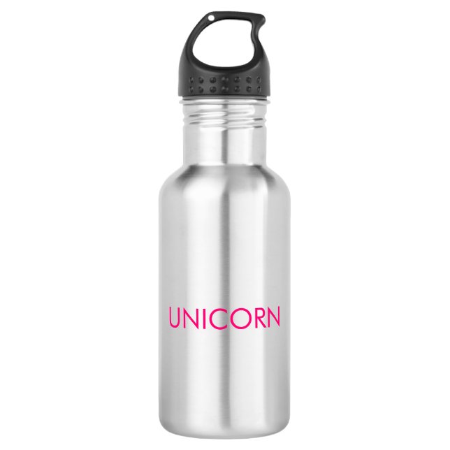 "Unicorn"-Buchstaben mit scharfen rosa Fuchsienbri Edelstahlflasche (Vorderseite)