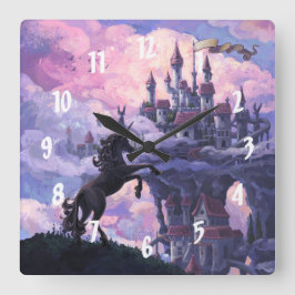 Unicorn Castle Quadratische Wanduhr