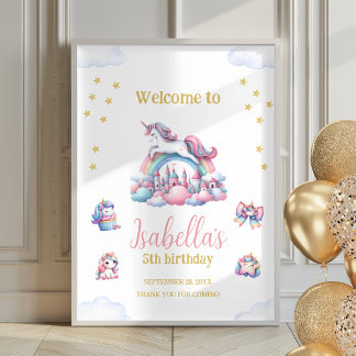 Unicorn Castle Rainbow Magical Poster Affiche de b