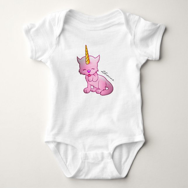 Unicorn Cat Baby Strampler (Vorderseite)