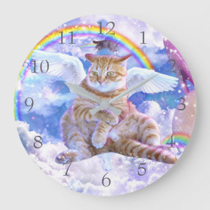 Unicorn - Caticorn Große Wanduhr