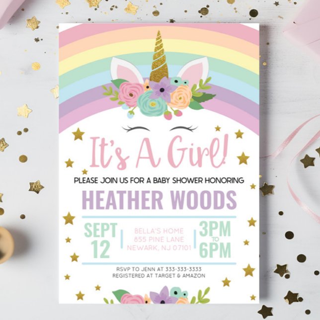 Unicorn C'est une fille Baby shower Invitation (Créateur téléchargé)