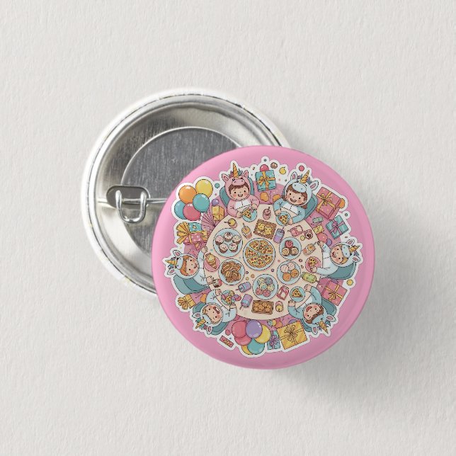 Unicorn Children's Party Button (Vorne & Hinten)