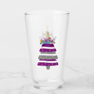 Unicorn Christmas Tree Glass Cup Glas