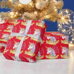 UNICORN CHRISTMAS WRAPPING PAPIER GESCHENKPAPIER
