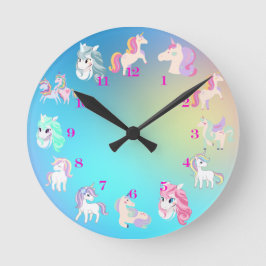 Unicorn Clock Runde Wanduhr