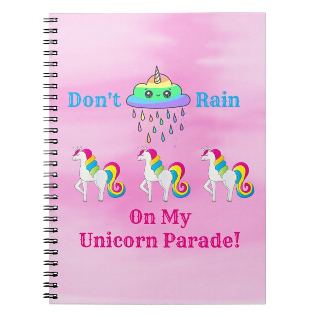 Unicorn Cloud Cartoon Niedlich Spaß Girly Pink Notizblock (Vorderseite)