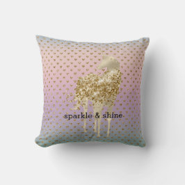 Unicorn Confetti Ombre Gold Glitzer Herz Kissen
