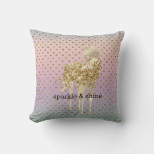 Unicorn Confetti Ombre Gold Glitzer Herz Kissen