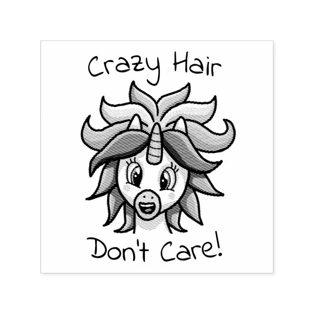 Unicorn Crazy Hair Keine Sorge Funny Permastempel (Design)