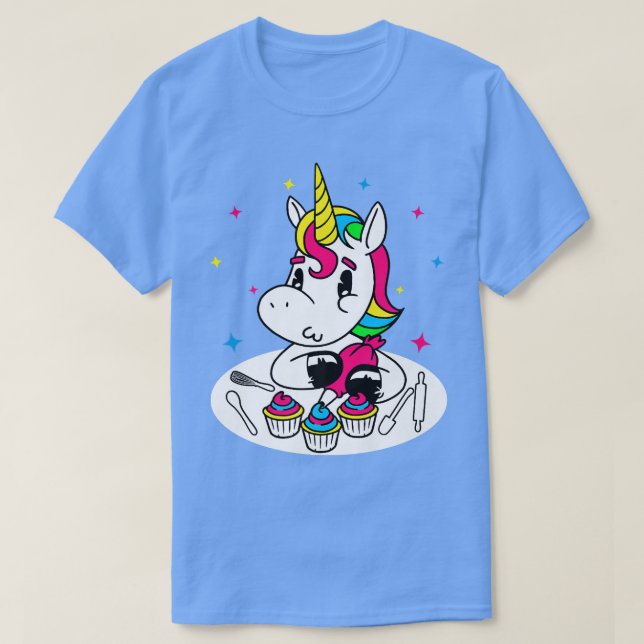Unicorn Cupcake Baker I Funny Cake Backen T-Shirt (Design vorne)