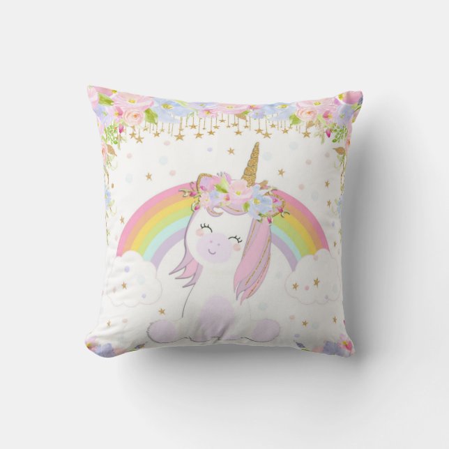 Unicorn Cushion Birthday Christmas Gift Nursery Kissen (Vorderseite)