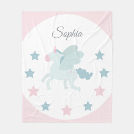 Unicorn Custom Girls Cute Pink Blue Fleecedecke