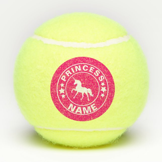 Unicorn Custom Name princess Pink Tennis Balls Tennisbälle (Rückseite)