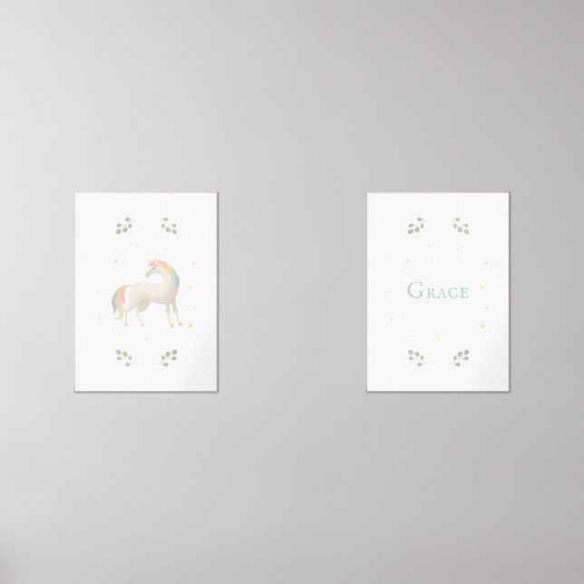 Unicorn Customisé nom jeu d'impression de 2 (Recto)