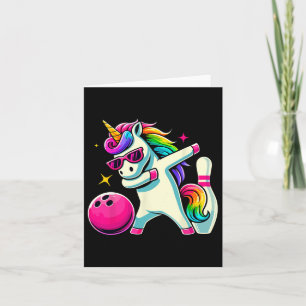 Unicorn Dabbing Bowling Birthday Girls Karte