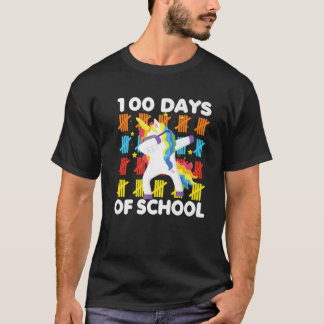 Unicorn Dabbing glücklich 100. Tag der Schule Lehr T-Shirt