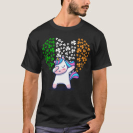 Unicorn Dabbing Liebe valentine Irish Ireland Flag T-Shirt