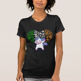 Unicorn Dabbing Liebe valentine Irish Ireland Flag T-Shirt