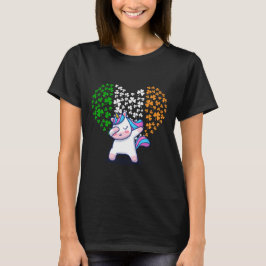 Unicorn Dabbing Liebe valentine Irish Ireland Flag T-Shirt