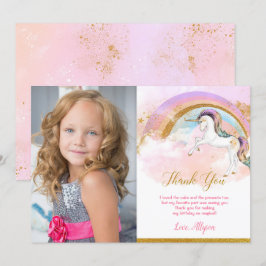 Unicorn danke Karte mit Foto, elegante Pasten